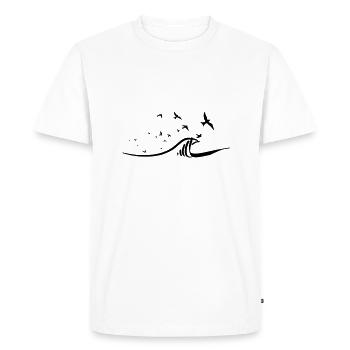 flight of gulls over the waves - Men's Premium Organic T-Shirt - white - Front - Nico (187cm)