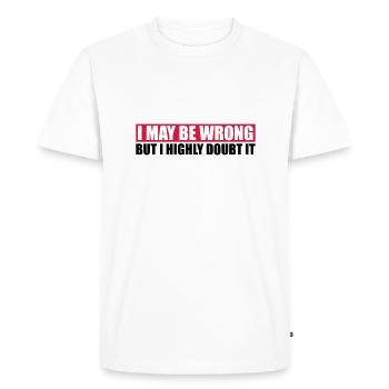 Je peux me tromper - T-shirt Premium bio Homme - blanc - Devant - Nico (187cm)