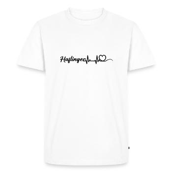 Coeur de battement de cœur avec inscription Haflinger noir - T-shirt Premium bio Homme - blanc - Devant - Nico (187cm)