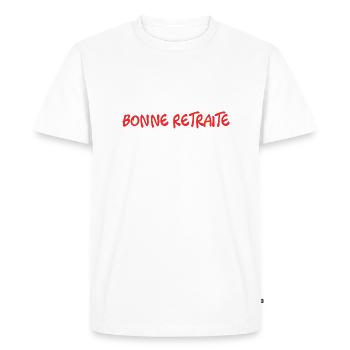 RETRAITE. RETRAITE. RETRAITEE. RETRAITE - T-shirt Premium bio Homme - blanc - Devant - Nico (187cm)