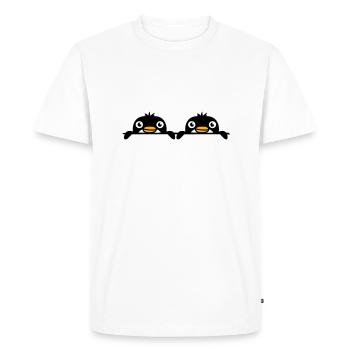 2 penguins friends peeking out from behind the wall Team - Men's Premium Organic T-Shirt - white - Front - Nico (187cm)