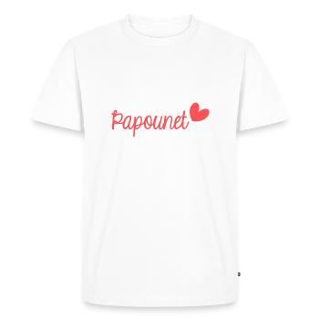 PAPOUNET. PAPA. FÊTE DES PÈRES. BONNE FÊTE PAPA - T-shirt Premium bio Homme - blanc - Devant - Nico (187cm)