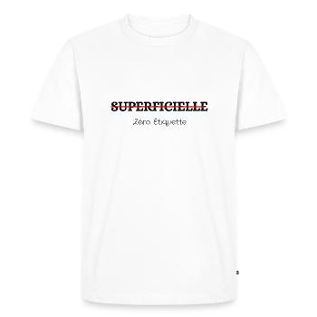 Zéro étiquette - T-shirt Premium bio Homme - blanc - Devant - Nico (187cm)