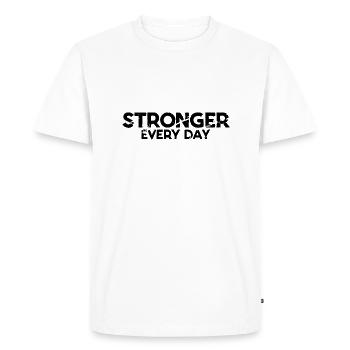 STRONGER EVERY DAY - Men's Premium Organic T-Shirt - white - Front - Nico (187cm)