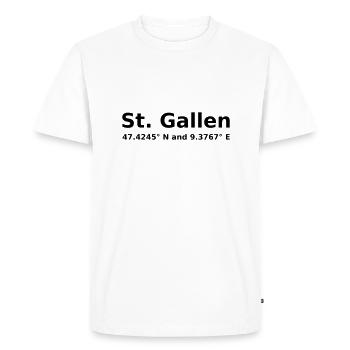 Saint-Gall - avec coordonnées géographiques horizontales - T-shirt Premium bio Homme - blanc - Devant - Nico (187cm)