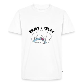 Unicorn Licorne Enjoy & Relax - T-shirt Premium bio Homme - blanc - Devant - Nico (187cm)