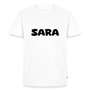 Nom - Sara - T-shirt Premium bio Homme - blanc - Devant - Nico (187cm)