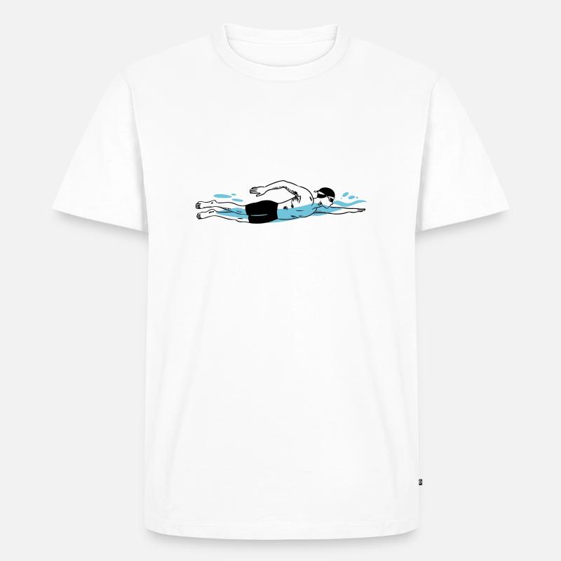 Freestyle-Schwimmer - Dynamische Pool-Action-Kunst - Männer Premium Bio T-Shirt - Weiß