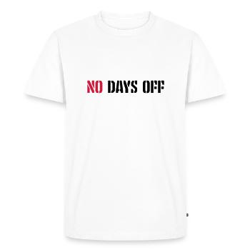pas de jours de congé devis - T-shirt Premium bio Homme - blanc - Devant - Nico (187cm)