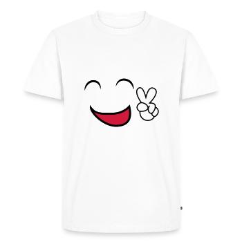 S'il vous plaît sourire Smile-Shirt t-shirts - T-shirt Premium bio Homme - blanc - Devant - Nico (187cm)