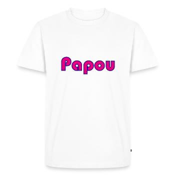 PAPOU. PAPA. FÊTE DES PÈRES. BONNE FÊTE PAPA - T-shirt Premium bio Homme - blanc - Devant - Nico (187cm)