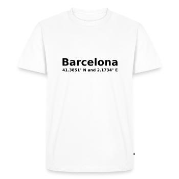 Barcelone - avec coordonnées géographiques horizontales - T-shirt Premium bio Homme - blanc - Devant - Nico (187cm)