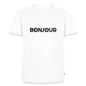 Bonjour, Français Bonjour, Bonjour Hoodies, Bonjour - T-shirt Premium bio Homme - blanc - Devant - Nico (187cm)