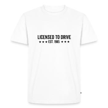 Licensed to Drive Est. 1985 - Men's Premium Organic T-Shirt - white - Front - Nico (187cm)