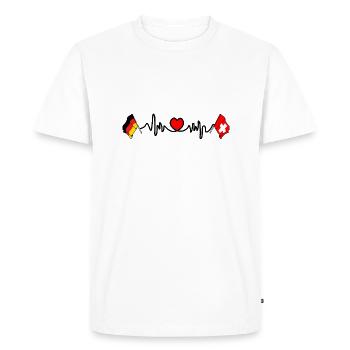 Cardioherz Flagge Deutschland und Flagge Schweiz - Männer Premium Bio T-Shirt - Weiß - Vorne - Nico (187cm)