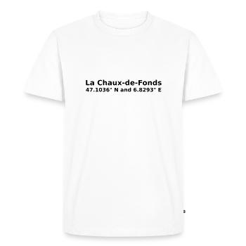 La Chaux-de-Fonds - avec coordonnées géographiques horizontales - T-shirt Premium bio Homme - blanc - Devant - Nico (187cm)