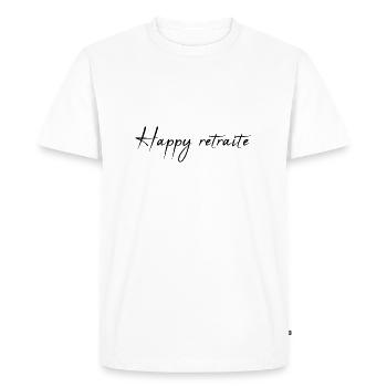 RETRAITE. RETRAITE. RETRAITEE. RETRAITE - T-shirt Premium bio Homme - blanc - Devant - Nico (187cm)