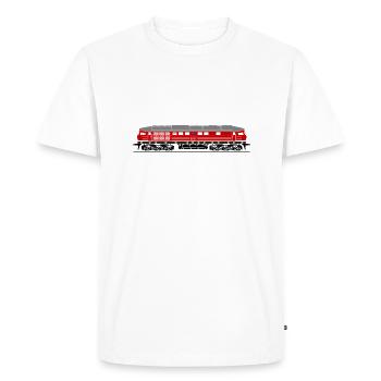 BR 130 Trafic latéral Rouge Rouge DR DB - T-shirt Premium bio Homme - blanc - Devant - Nico (187cm)