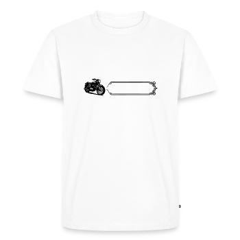 Moto - Nom prénom - T-shirt Premium bio Homme - blanc - Devant - Nico (187cm)