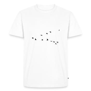 Oiseau Grue Stork Swarm - T-shirt Premium bio Homme - blanc - Devant - Nico (187cm)