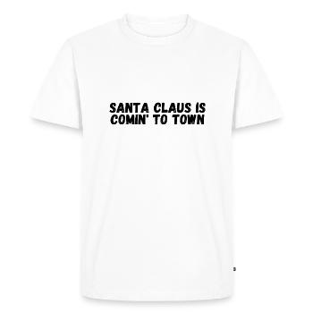 Le Père Noël arrive en ville - T-shirt Premium bio Homme - blanc - Devant - Nico (187cm)