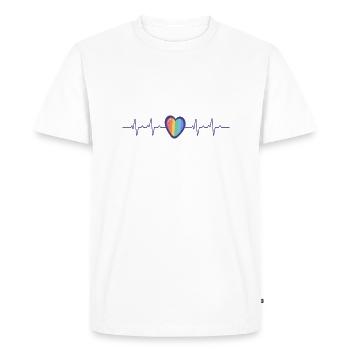 Rainbow LGBT Heartbeat Gay Lesbian Gift - Men's Premium Organic T-Shirt - white - Front - Nico (187cm)