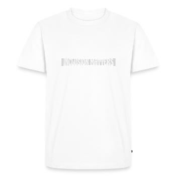 L’inclusion compte Citation du logo - T-shirt Premium bio Homme - blanc - Devant - Nico (187cm)