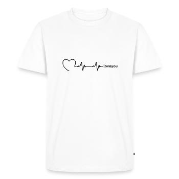 Battement de cœur je t’aime - T-shirt Premium bio Homme - blanc - Devant - Nico (187cm)