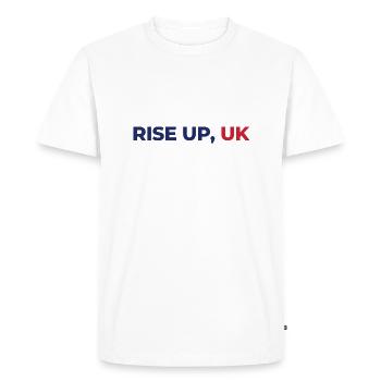 Rise Up, UK - Men's Premium Organic T-Shirt - white - Front - Nico (187cm)
