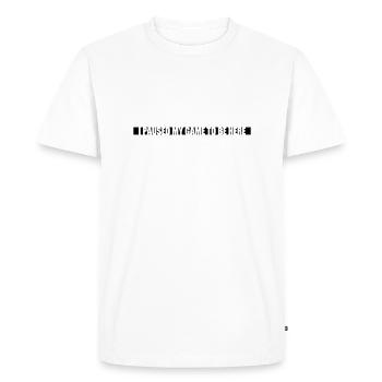 Game Paused Bar - Men's Premium Organic T-Shirt - white - Front - Nico (187cm)