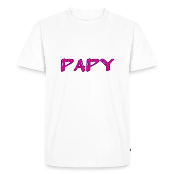 PAPY. FÊTE DES PÈRES. BONNE FÊTE PAPY. JE T'AIME. - T-shirt Premium bio Homme - blanc - Devant - Nico (187cm)
