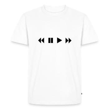 Jouer Pause Shuffle FFWD Rewind Music Shirt - T-shirt Premium bio Homme - blanc - Devant - Nico (187cm)