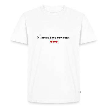 À jamais dans mon coeur - idée cadeau couple - T-shirt Premium bio Homme - blanc - Devant - Nico (187cm)