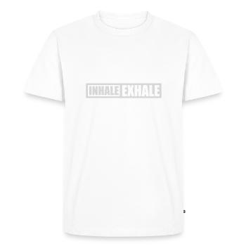 Inspirez expirez Yoga citation - T-shirt Premium bio Homme - blanc - Devant - Nico (187cm)