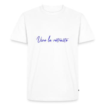RETIREMENT. HAPPY RETIREMENT. HAPPY RETREAT - Men's Premium Organic T-Shirt - white - Front - Nico (187cm)