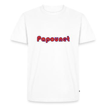 PAPOUNET. BONNE FÊTE PAPA. PAPA. FÊTE DES PÈRES - T-shirt Premium bio Homme - blanc - Devant - Nico (187cm)