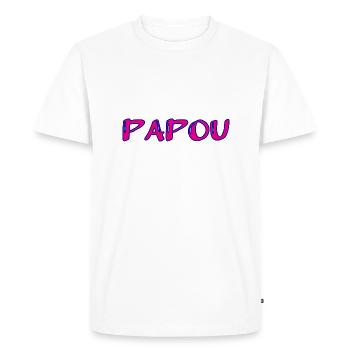 PAPOU. PAPA. FÊTE DES PÈRES. BONNE FÊTE PAPA - T-shirt Premium bio Homme - blanc - Devant - Nico (187cm)