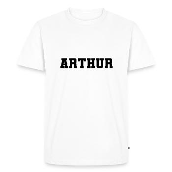 Nom - Arthur - T-shirt Premium bio Homme - blanc - Devant - Nico (187cm)
