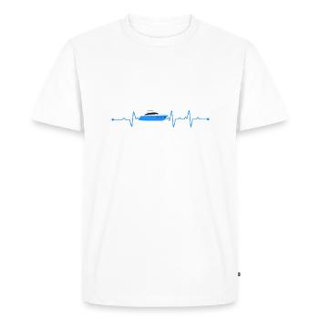 Heartbeat Boat Ship - Men's Premium Organic T-Shirt - white - Front - Nico (187cm)