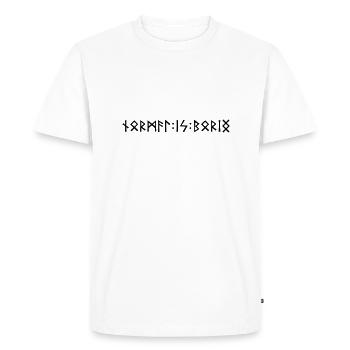Normal is Boring - rune script - Men's Premium Organic T-Shirt - white - Front - Nico (187cm)