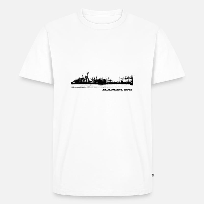 Hamburger Hafen - Männer Premium Bio T-Shirt - Weiß