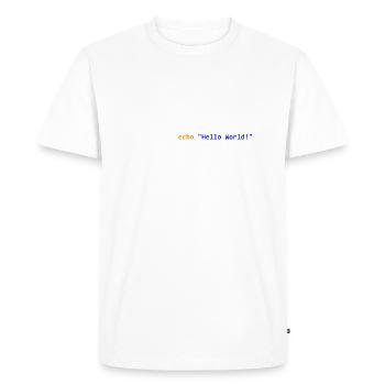 Hello World! Bash - Men's Premium Organic T-Shirt - white - Front - Nico (187cm)
