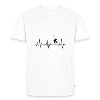 Heartbeat ECG skis ski freestyle hiver - T-shirt Premium bio Homme - blanc - Devant - Nico (187cm)