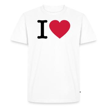 I Love >> tes propres paroles << - T-shirt Premium bio Homme - blanc - Devant - Nico (187cm)