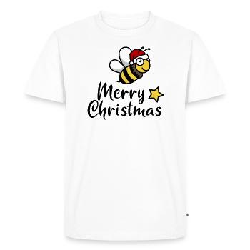 Noël Abeille joyeux cadeau de Noël - T-shirt Premium bio Homme - blanc - Devant - Nico (187cm)