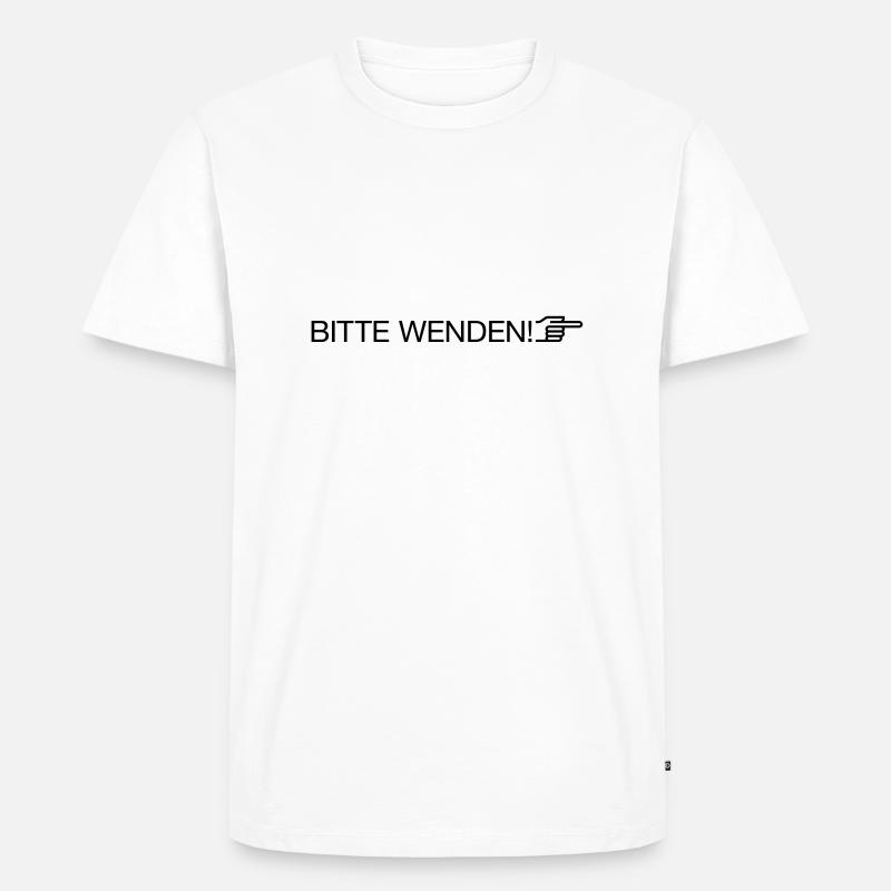 "bitte wenden" - Männer Premium Bio T-Shirt - Weiß