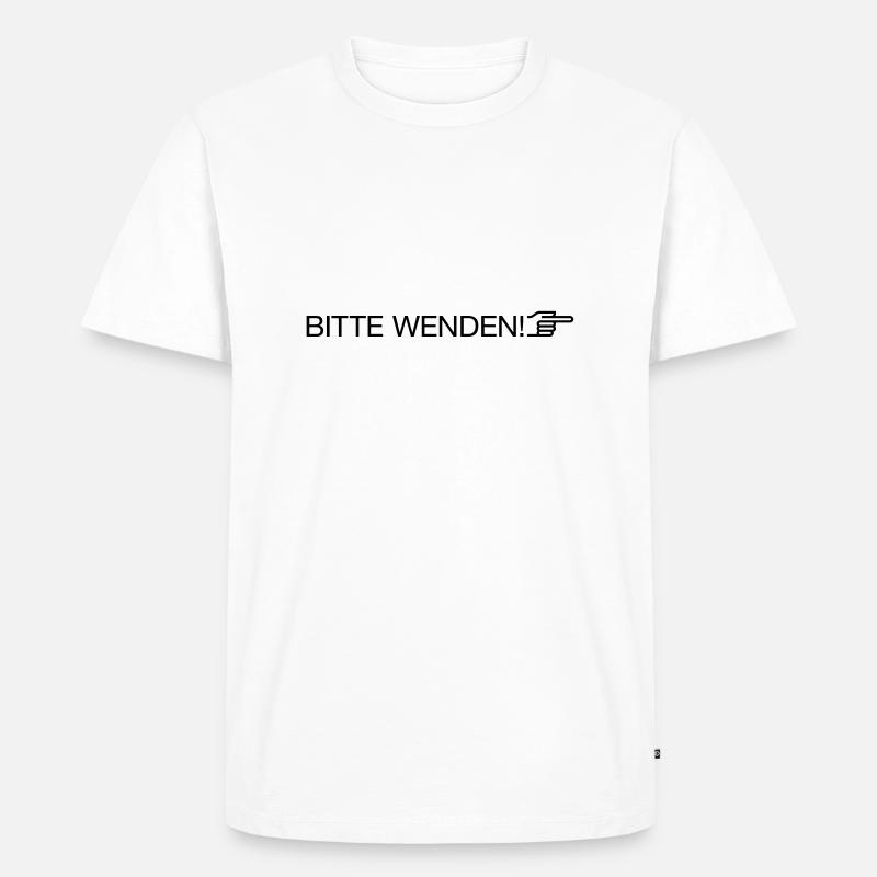 "bitte wenden" - Männer Premium Bio T-Shirt - Weiß
