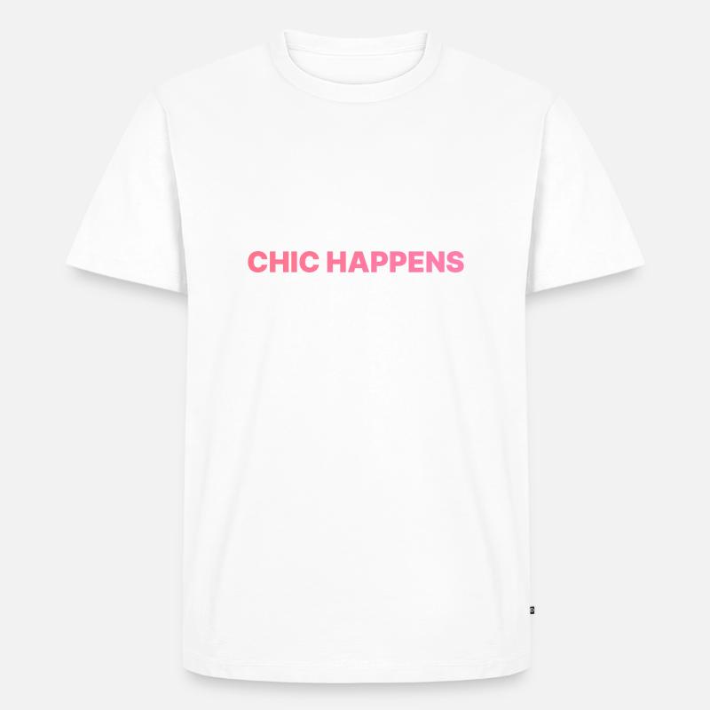 CHIC HAPPENS ROSA - Männer Premium Bio T-Shirt - Weiß