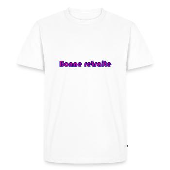 RETRAITE. RETRAITE. RETRAITEE. RETRAITE - T-shirt Premium bio Homme - blanc - Devant - Nico (187cm)