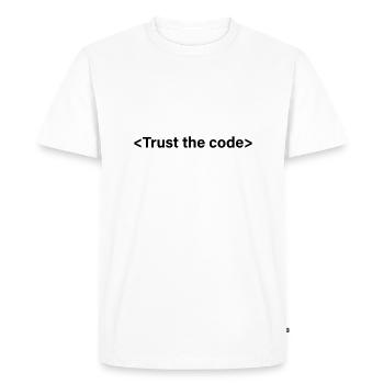 Trust the Code - Men's Premium Organic T-Shirt - white - Front - Nico (187cm)